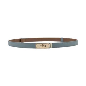 7111 Women's Skinny Leather Belt With Adjustable Golden Turn-lock Buckle
